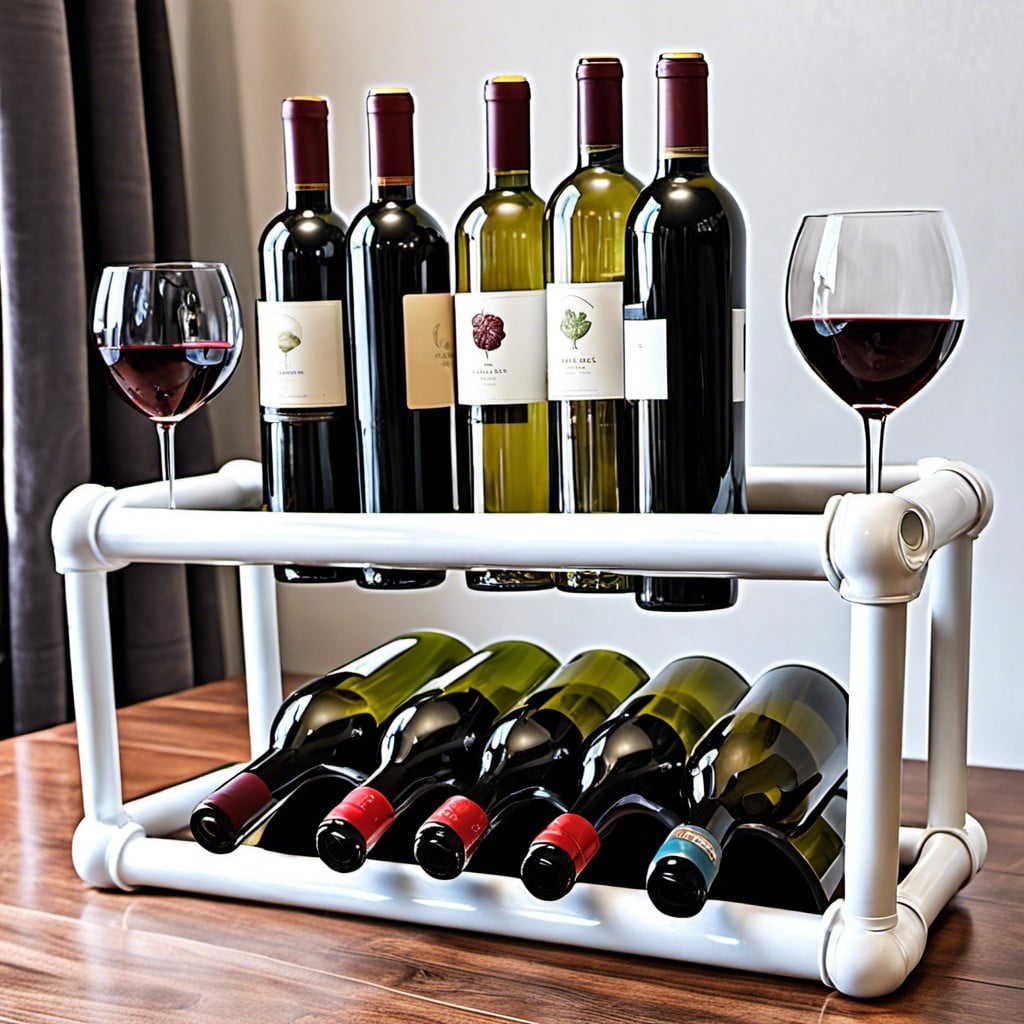 dual purpose pvc pipe wine rack and table