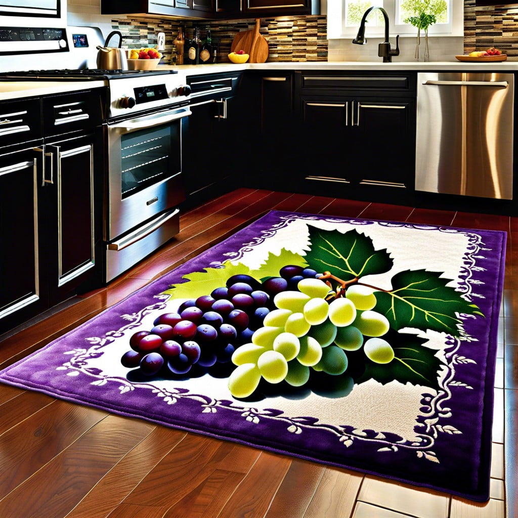 dual sided rug with different grape varieties