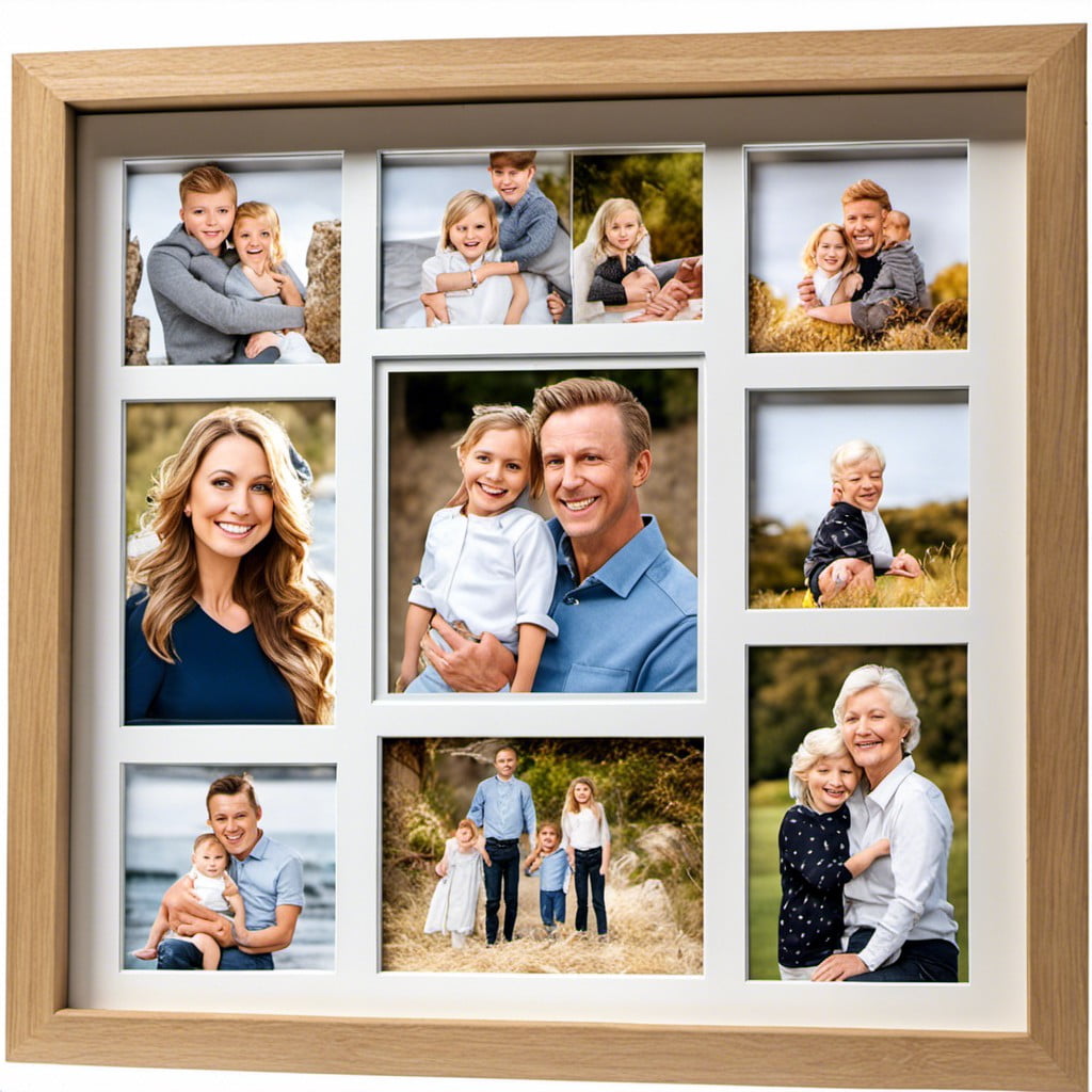 family picture collage in deep box frame