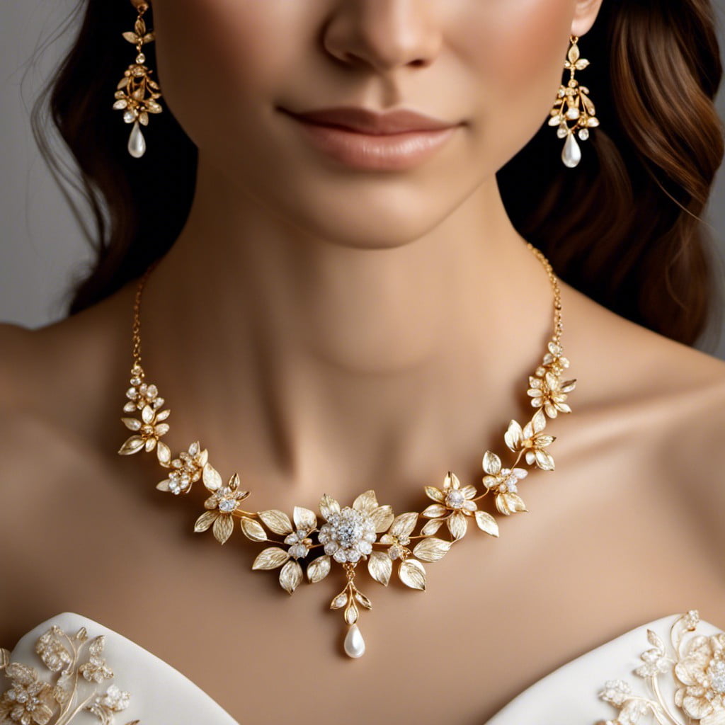 floral motif gold necklace