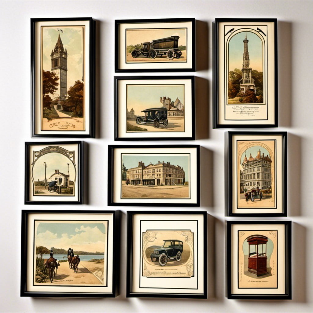 framed vintage postcard collection