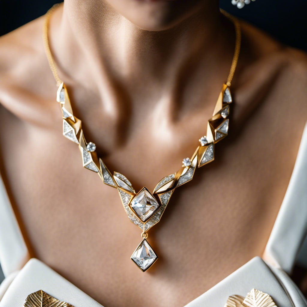 geometric design gold necklace