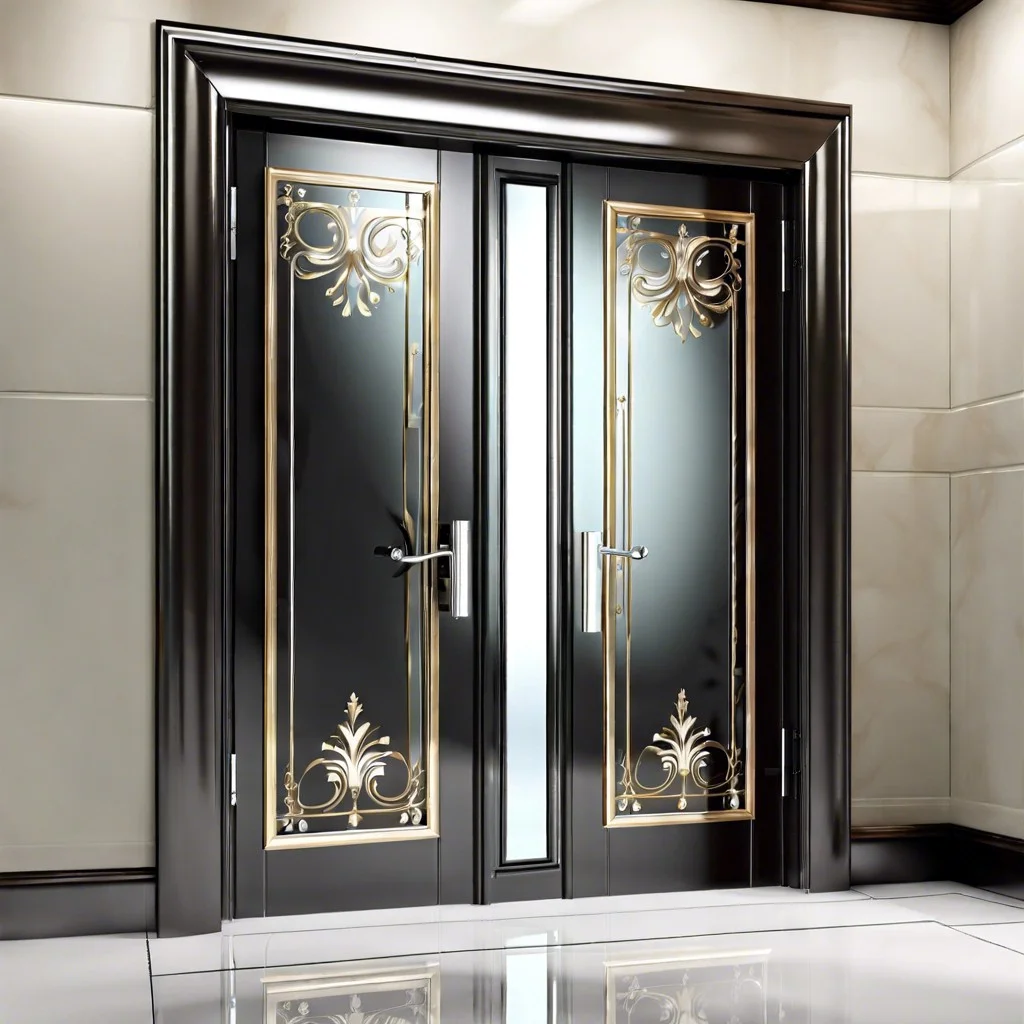 glass doors with metallic accents