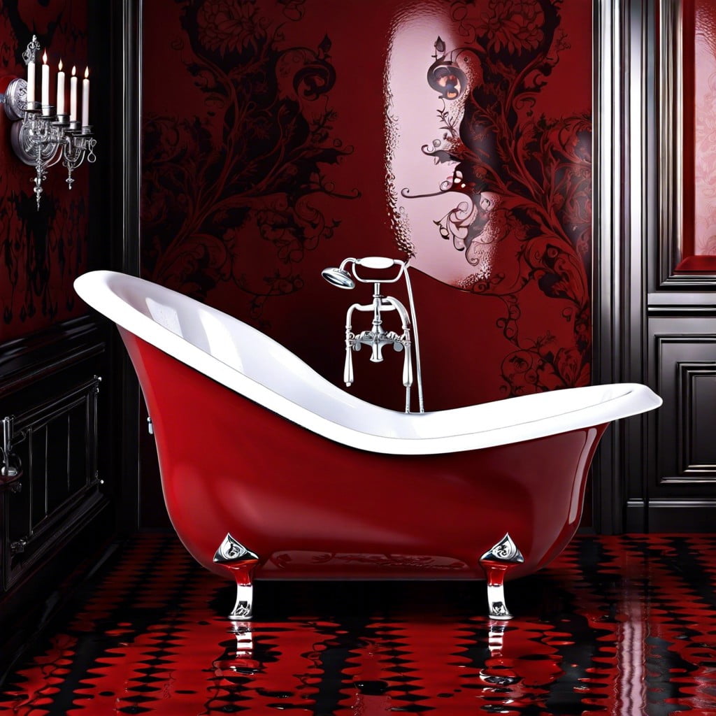 glossy blood red porcelain tub