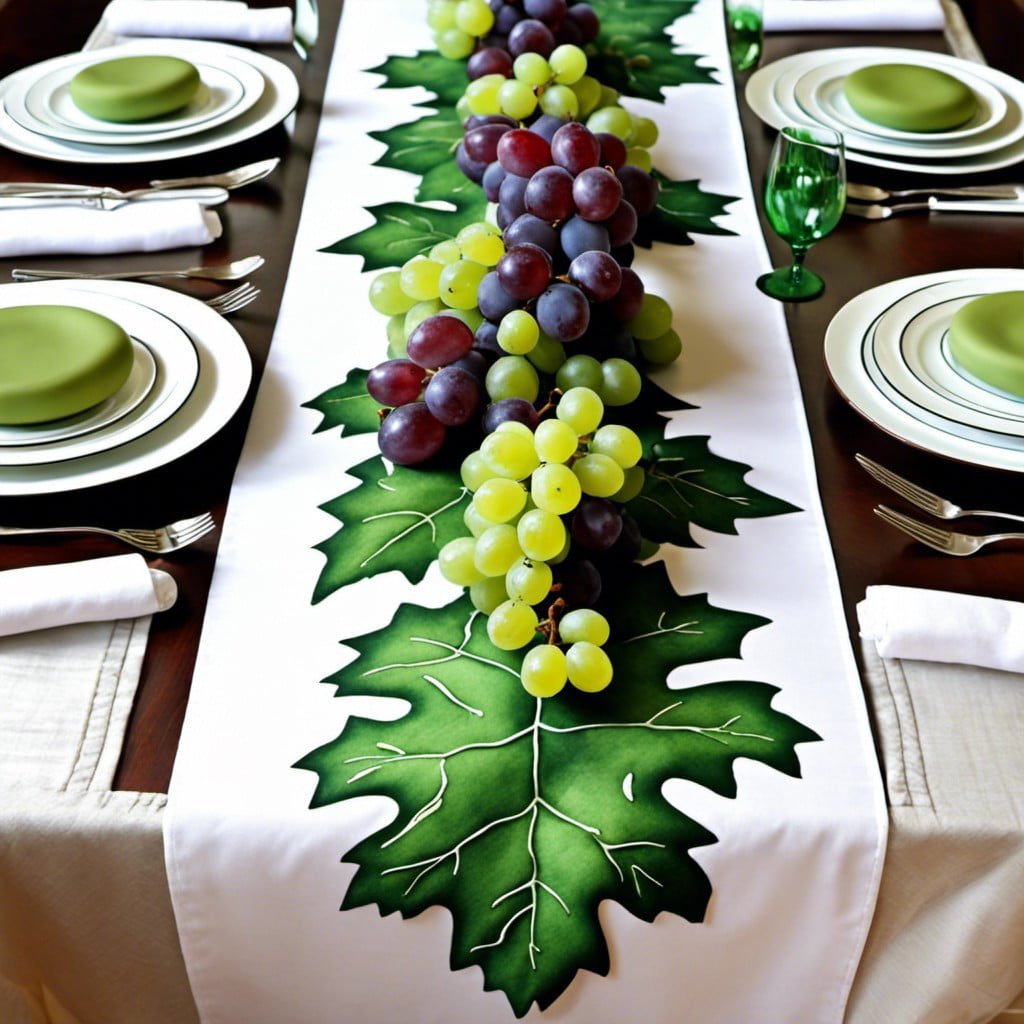 grape and ivy leaf table runner