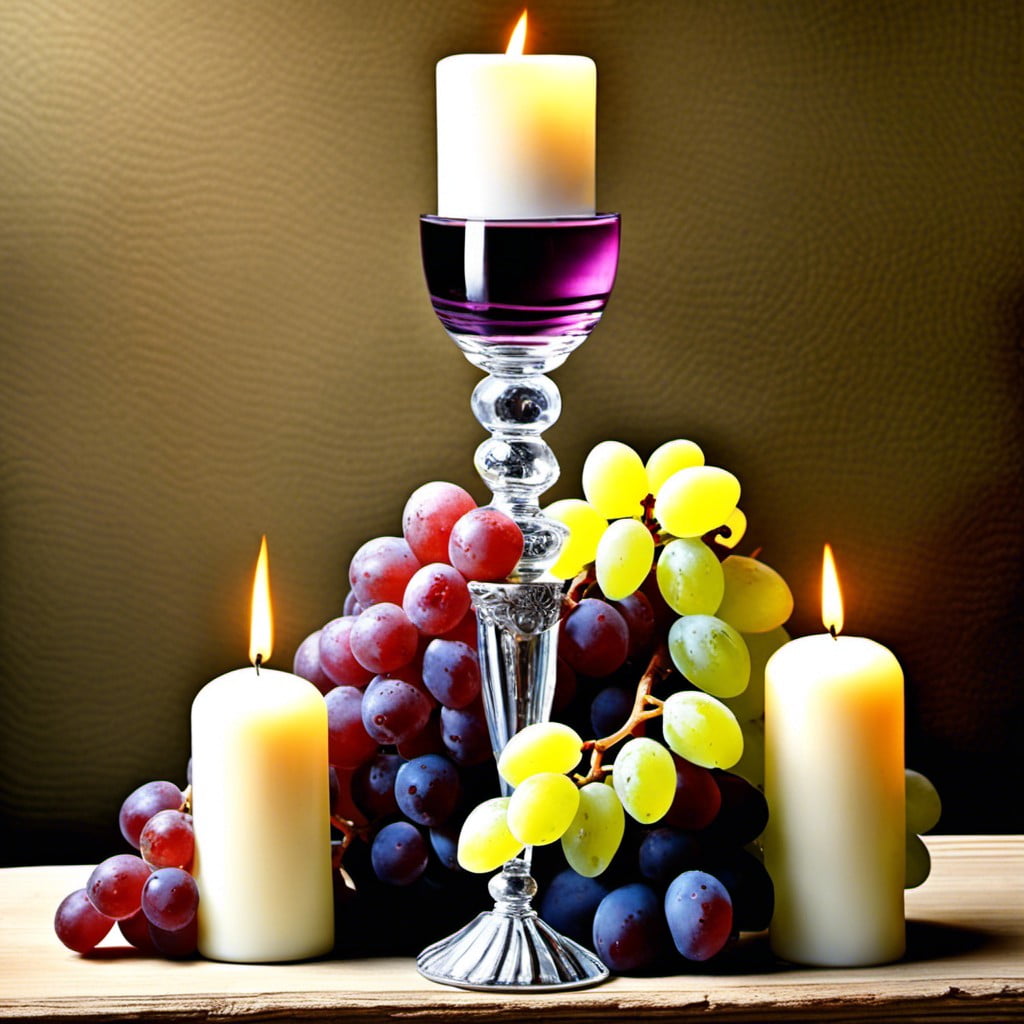 grape and wine glass candle holder centerpiece