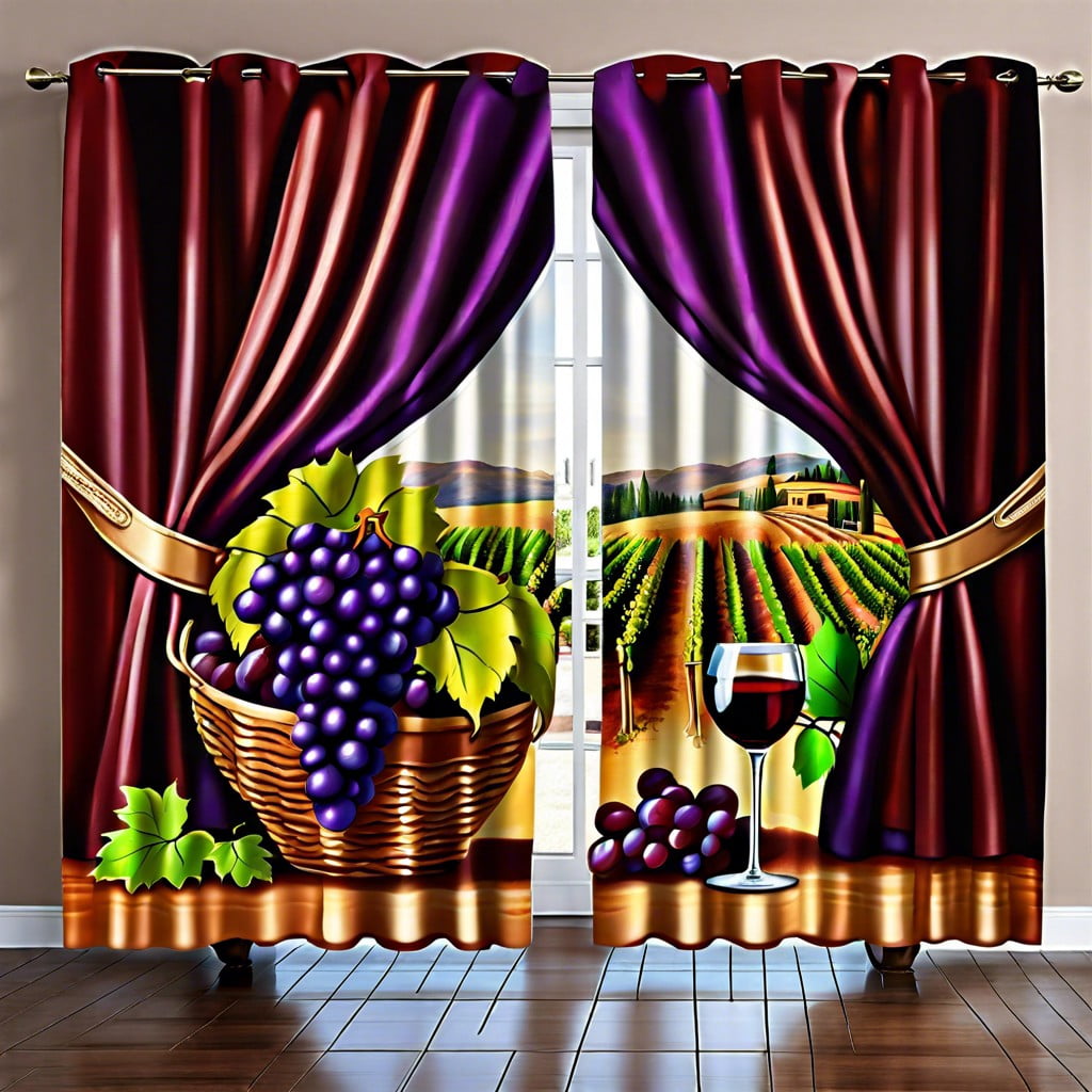 grape and wine kitchen curtains