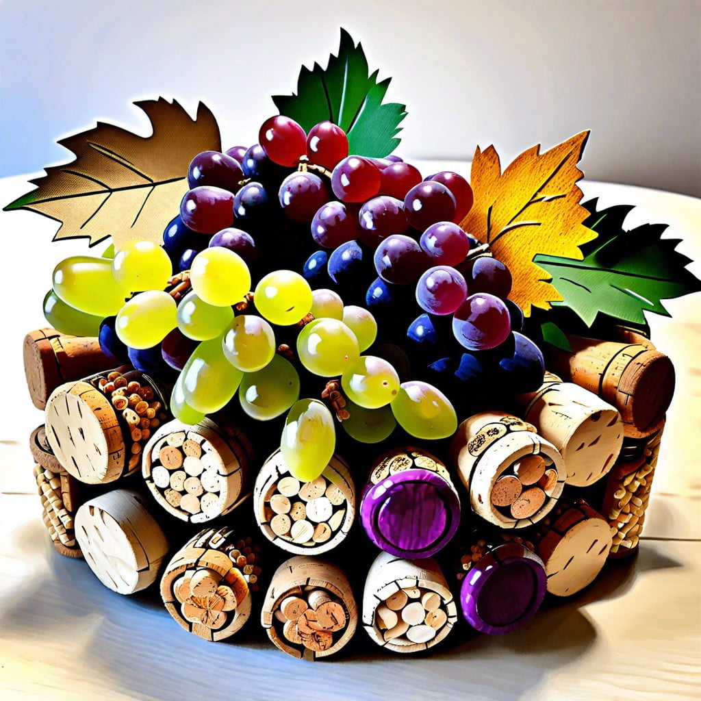 grape themed wine cork centerpiece