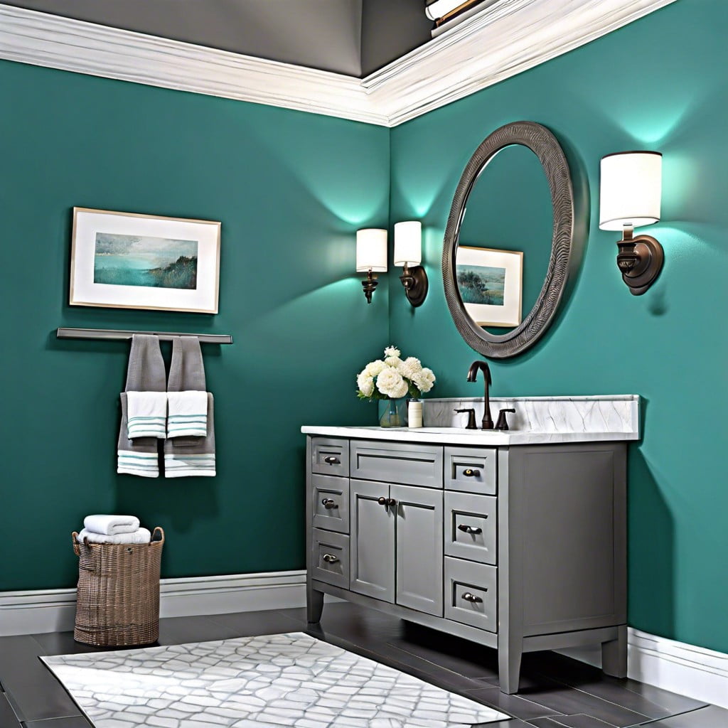 gray paint with teal accents