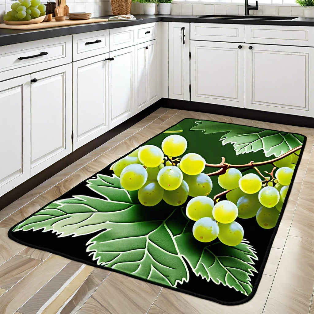 green grape leaf patterned rug