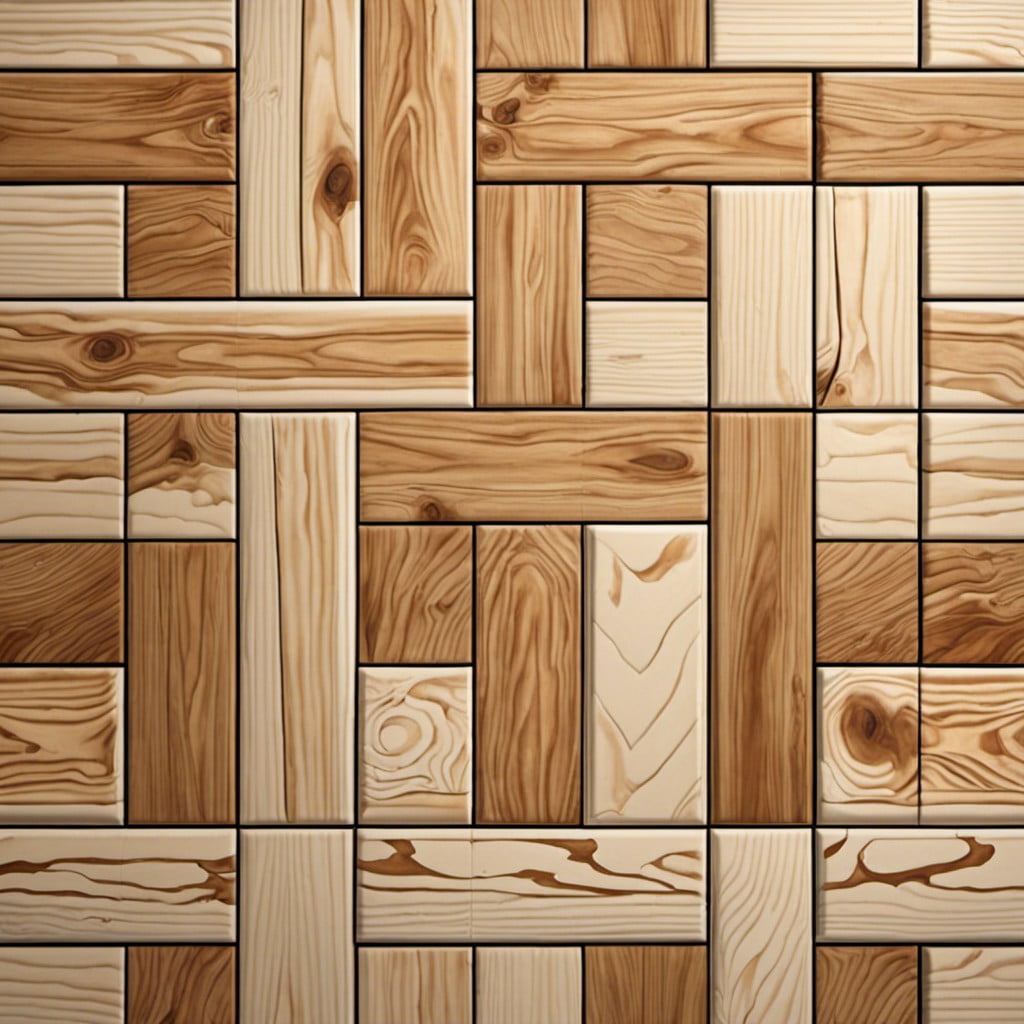 grid patterned wooden floor tiles
