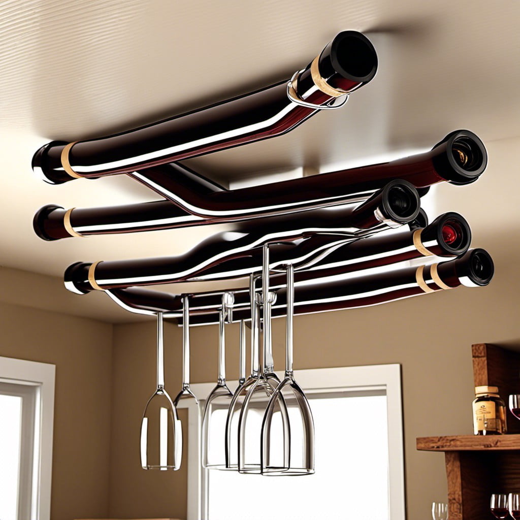 hanging pvc pipe wine rack for ceiling storage