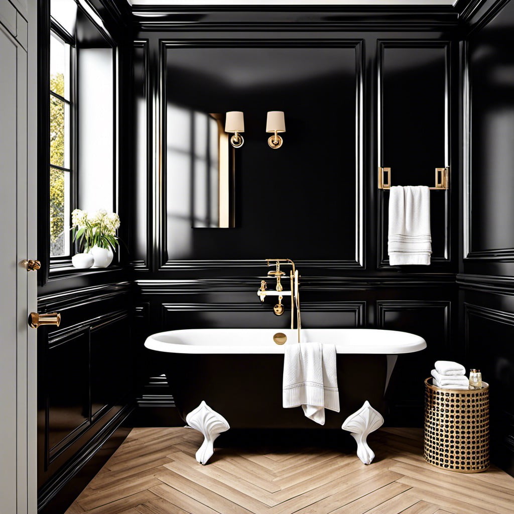 high gloss black wainscoting