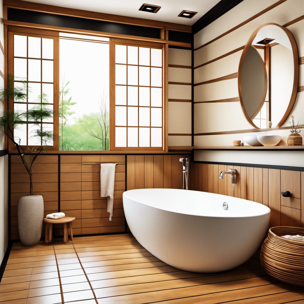 incorporating wooden tiles into a japanese style bathroom