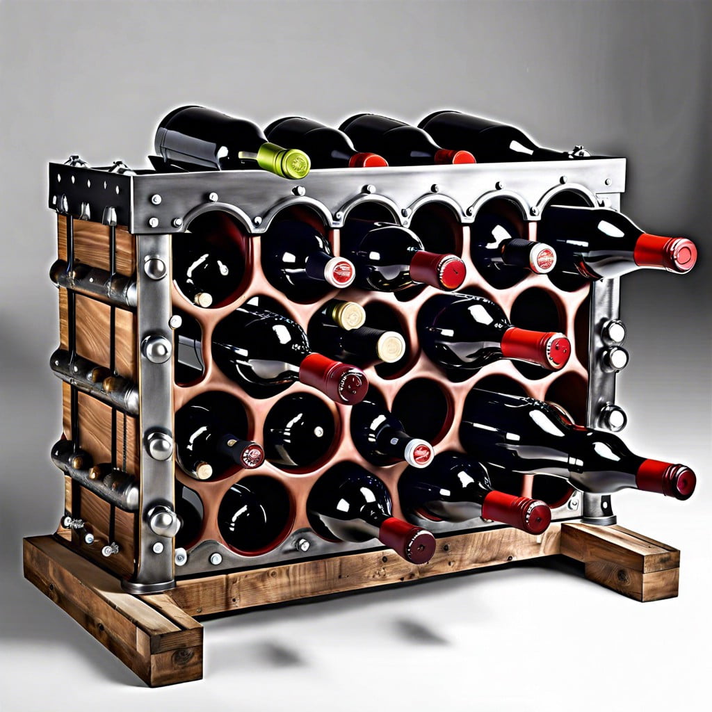 industrial style engine block wine presenter