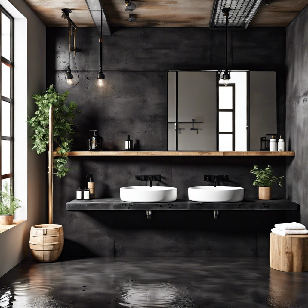 industrial style with black concrete countertop