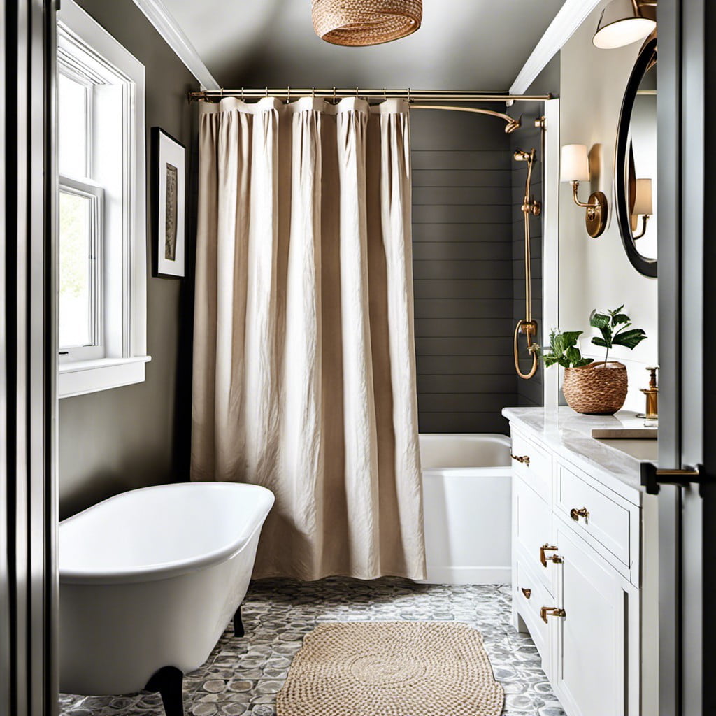 install a ceiling to floor shower curtain to create an illusion of height