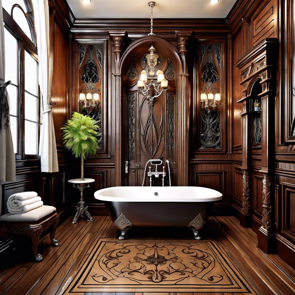 intricately carved wood paneling