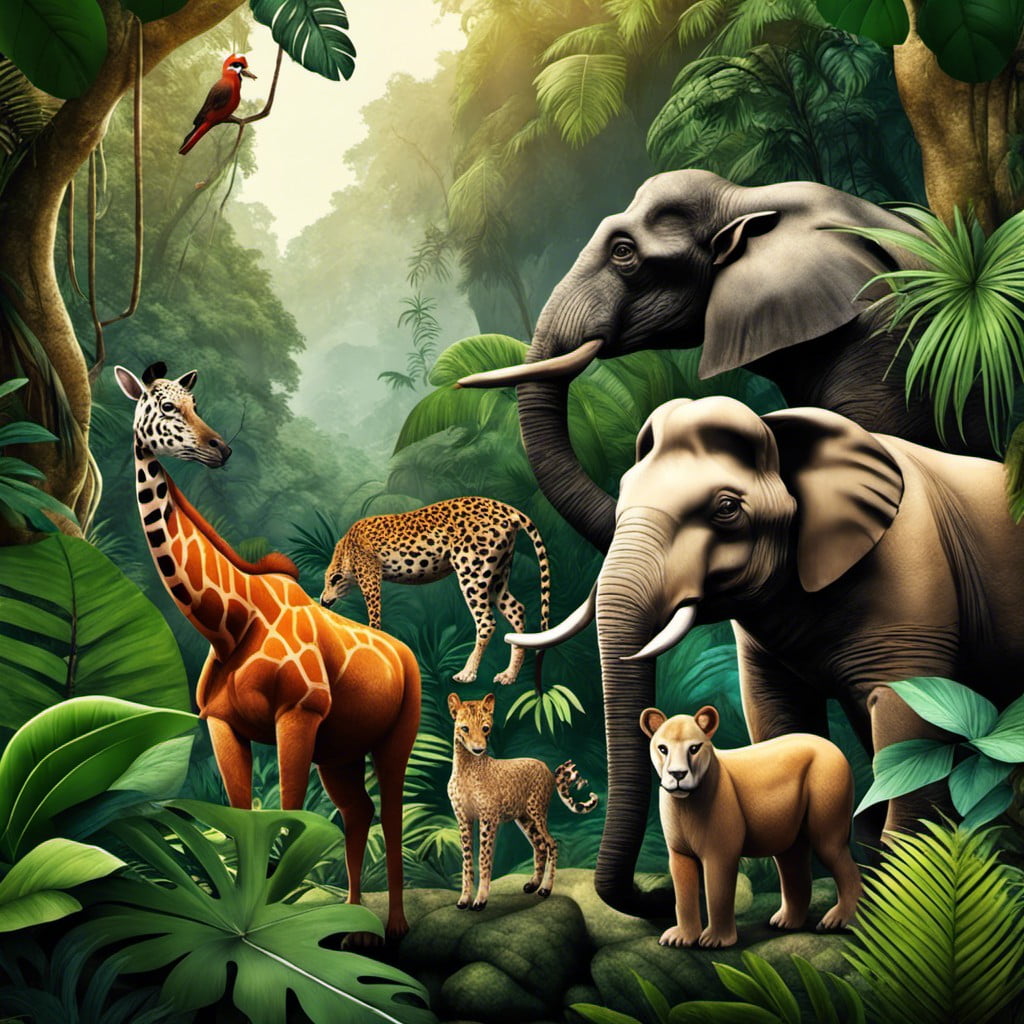 jungle with various animals