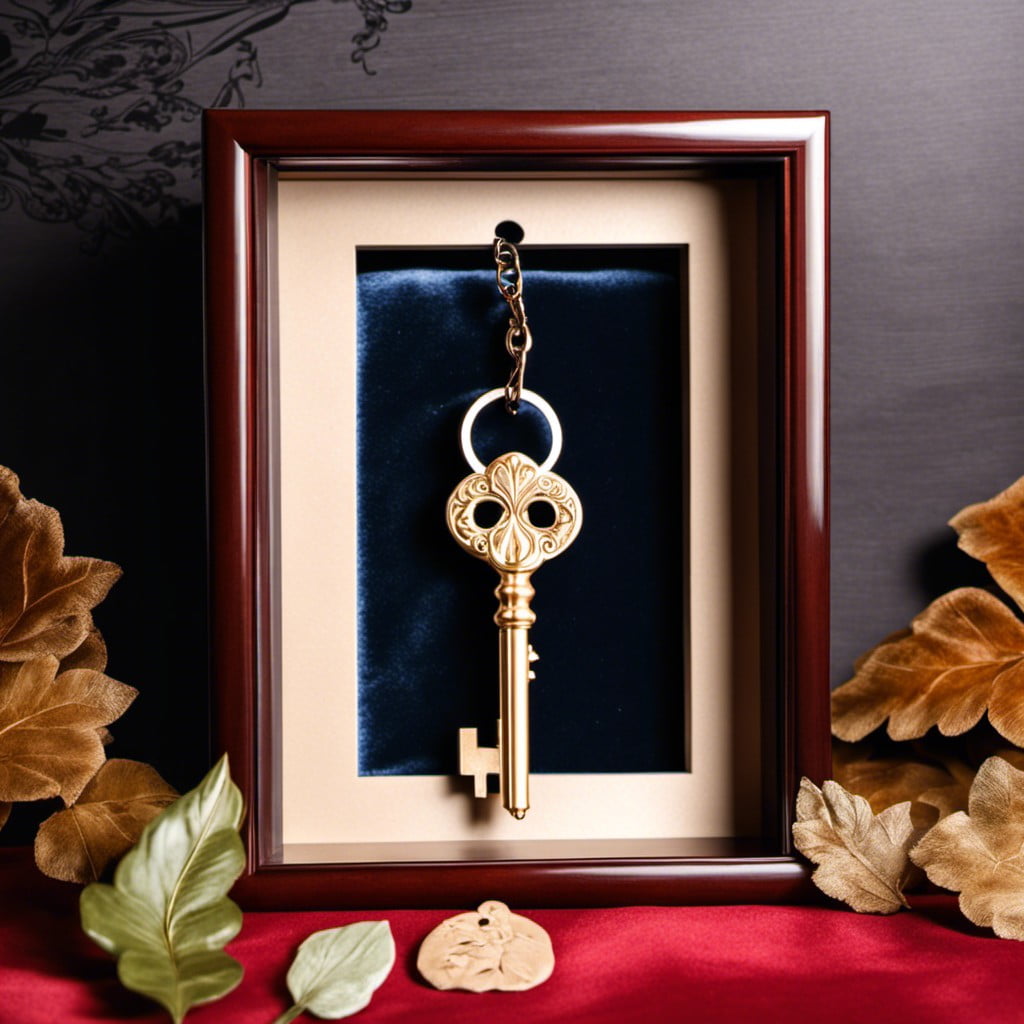 key shadow box with velvet backdrop