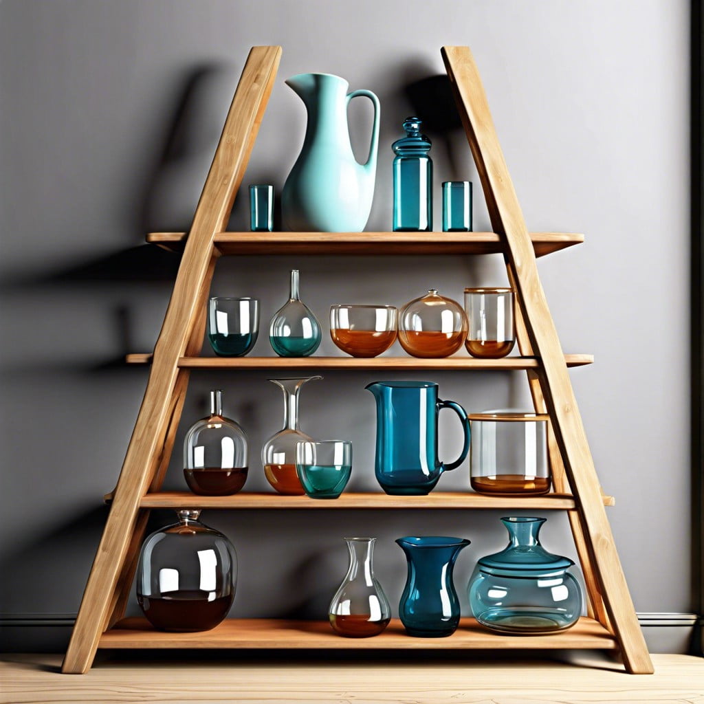 ladder shelf glassware presentation