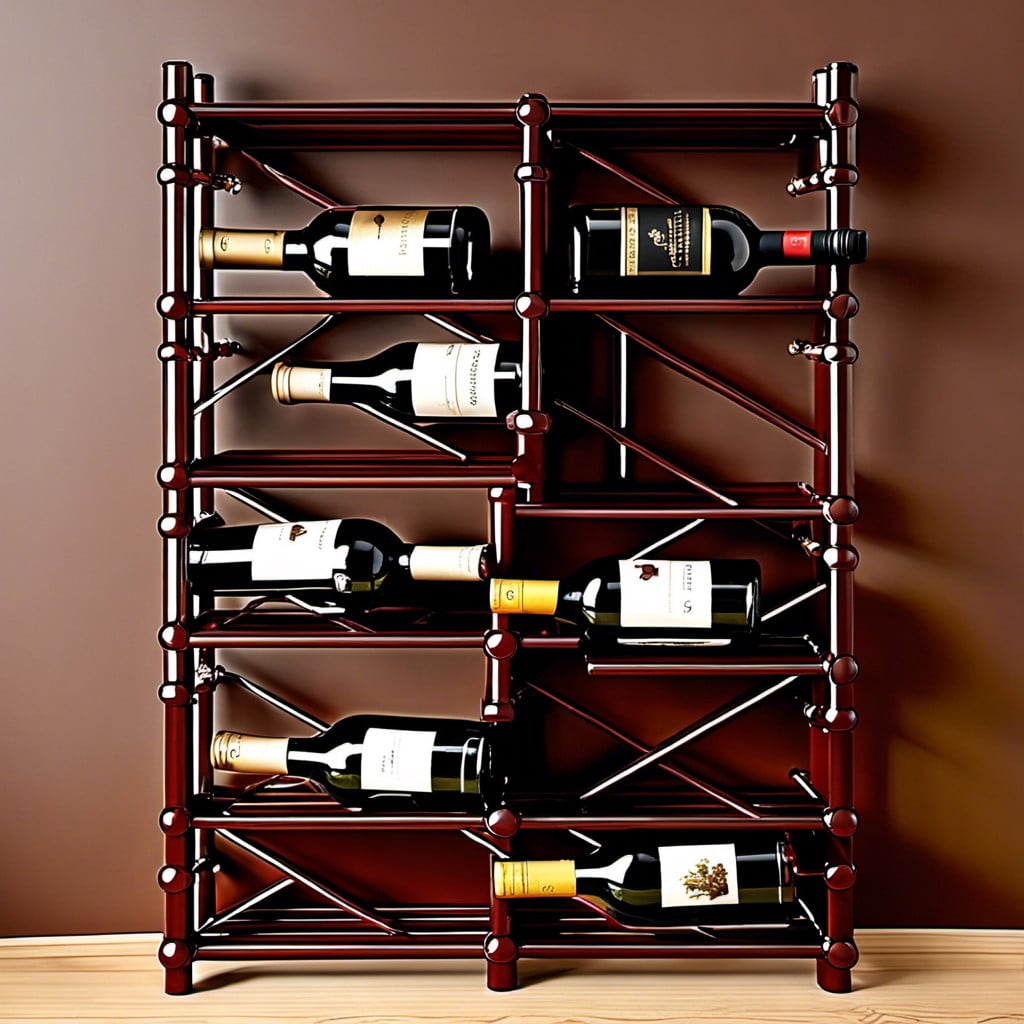 ladder style pvc wine rack using both short and long pipes