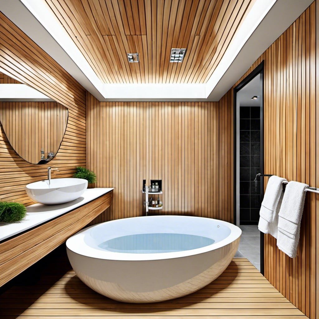 light wooden panels for bathroom ceiling