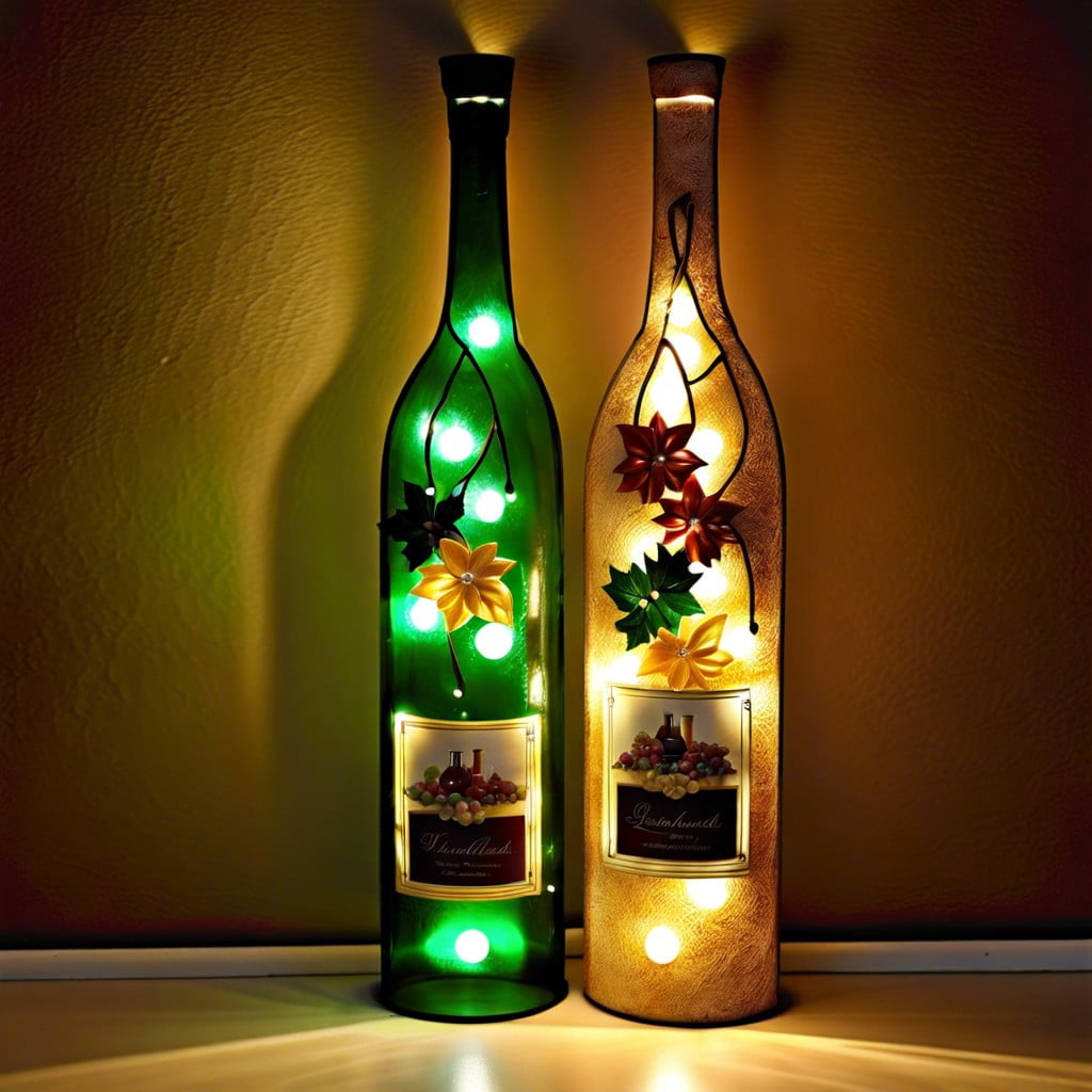 lighted wine bottle wall decor