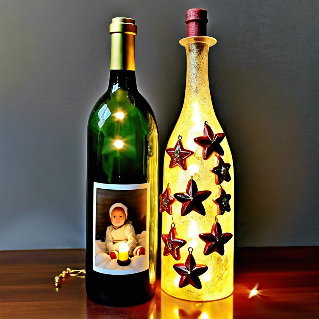 lighted wine bottle with charms