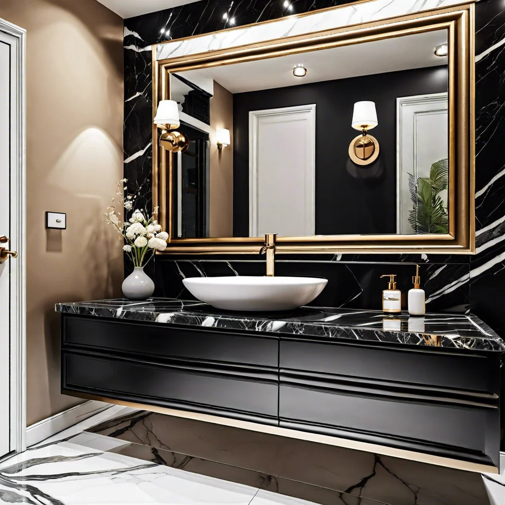 luxury appeal with black veined marble countertop