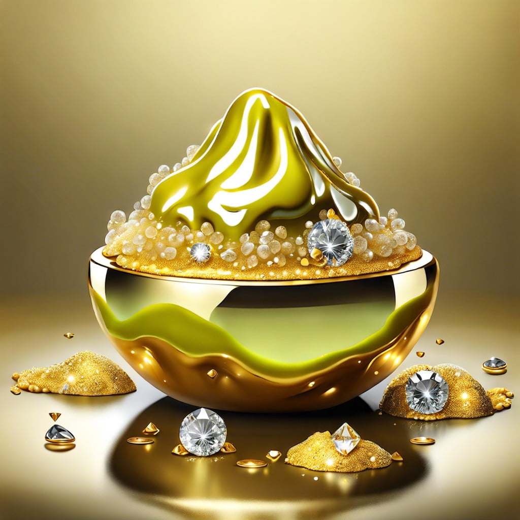 luxury elements in slime real gold flakes and diamonds