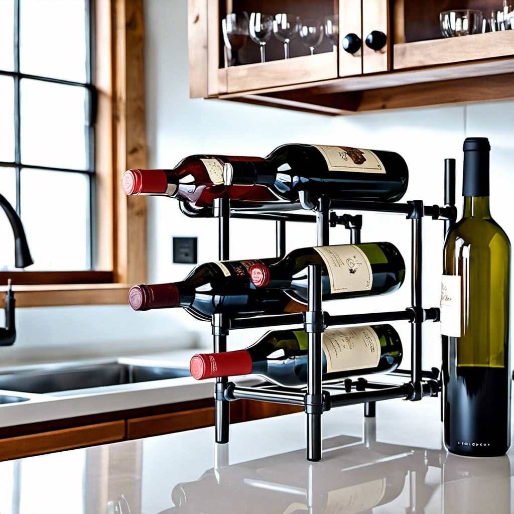 mini pvc pipe wine rack for counter display