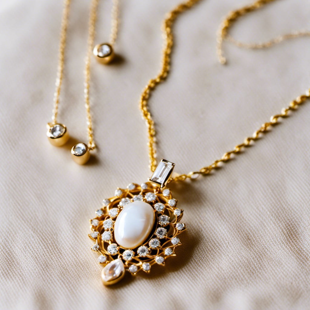 minimalist gold chain with jeweled pendants