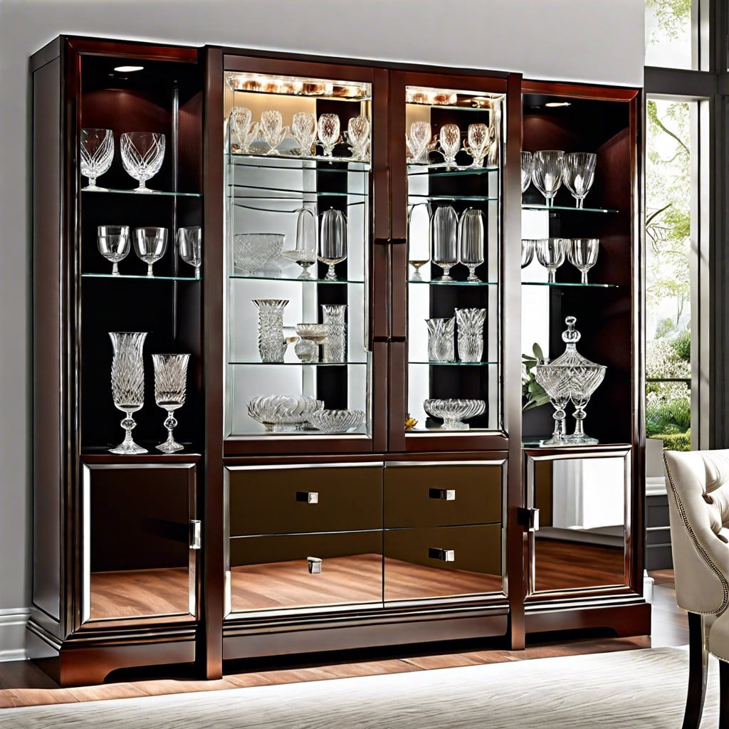 mirrored back cabinets for reflection