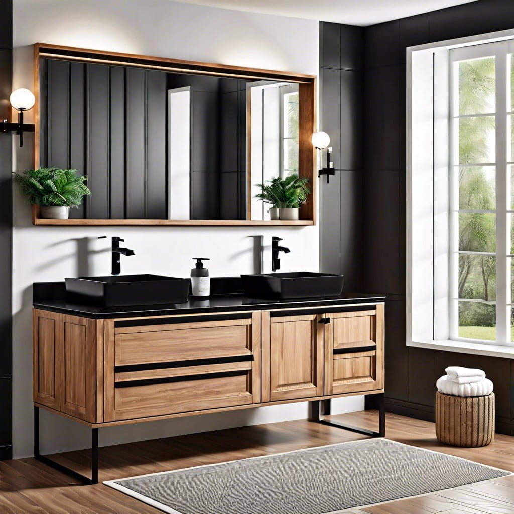 mix and match with black countertop on wood vanity