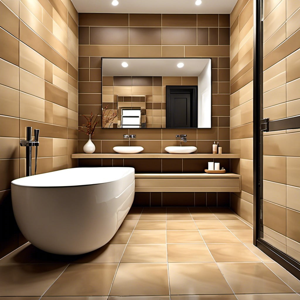 mix of shades of tan tiles for depth