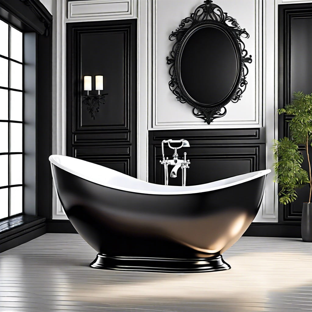 modern black oval soaking tub