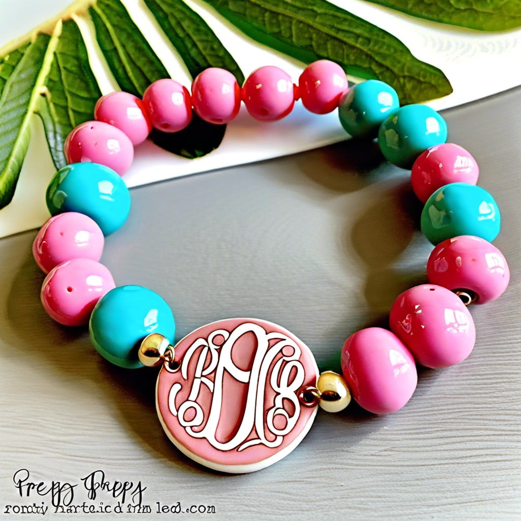 monogrammed clay bead bracelets