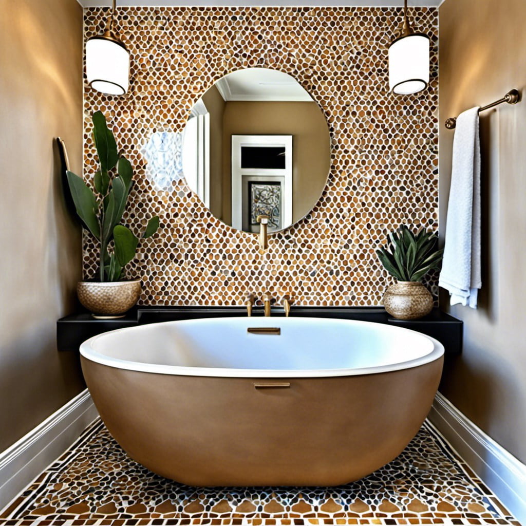 moroccan tan mosaic tiles for a feature wall