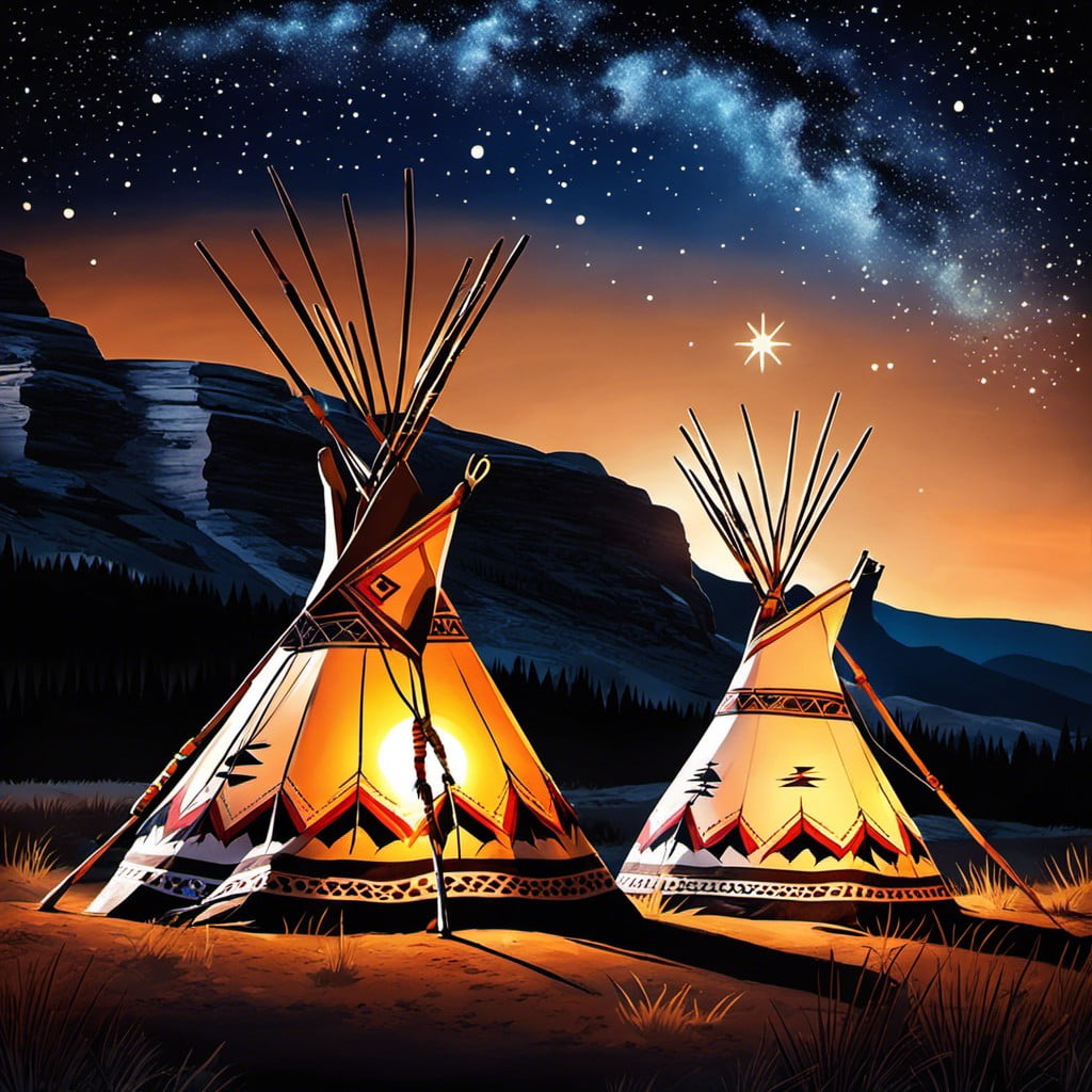 native american teepees under the sky