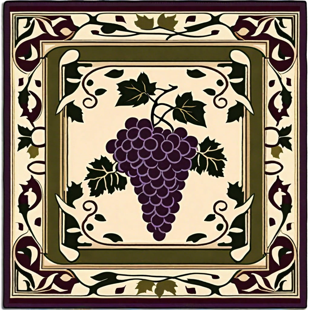 Natural Vine Motif Rug With Grape Accents 