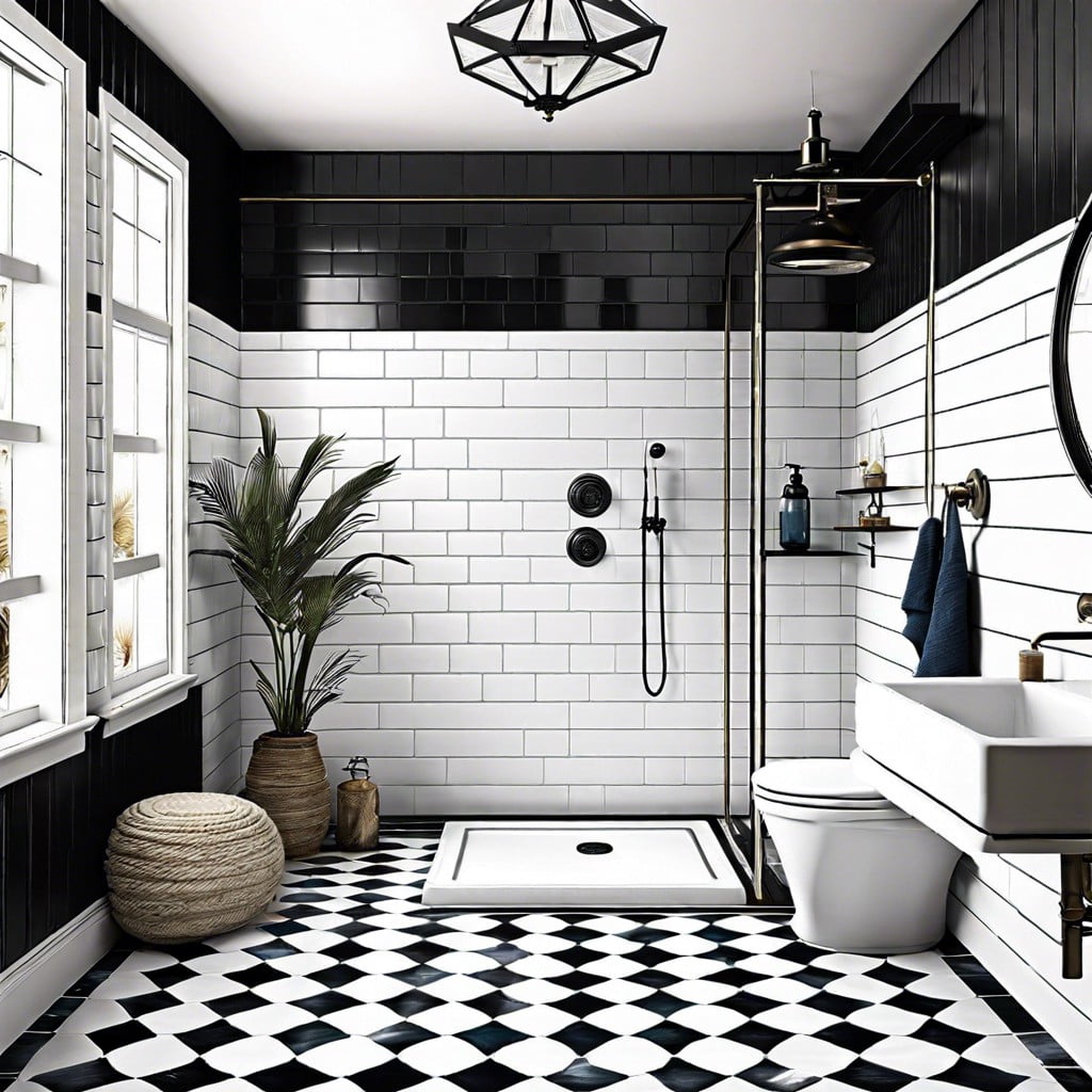 nautical black and white tiles