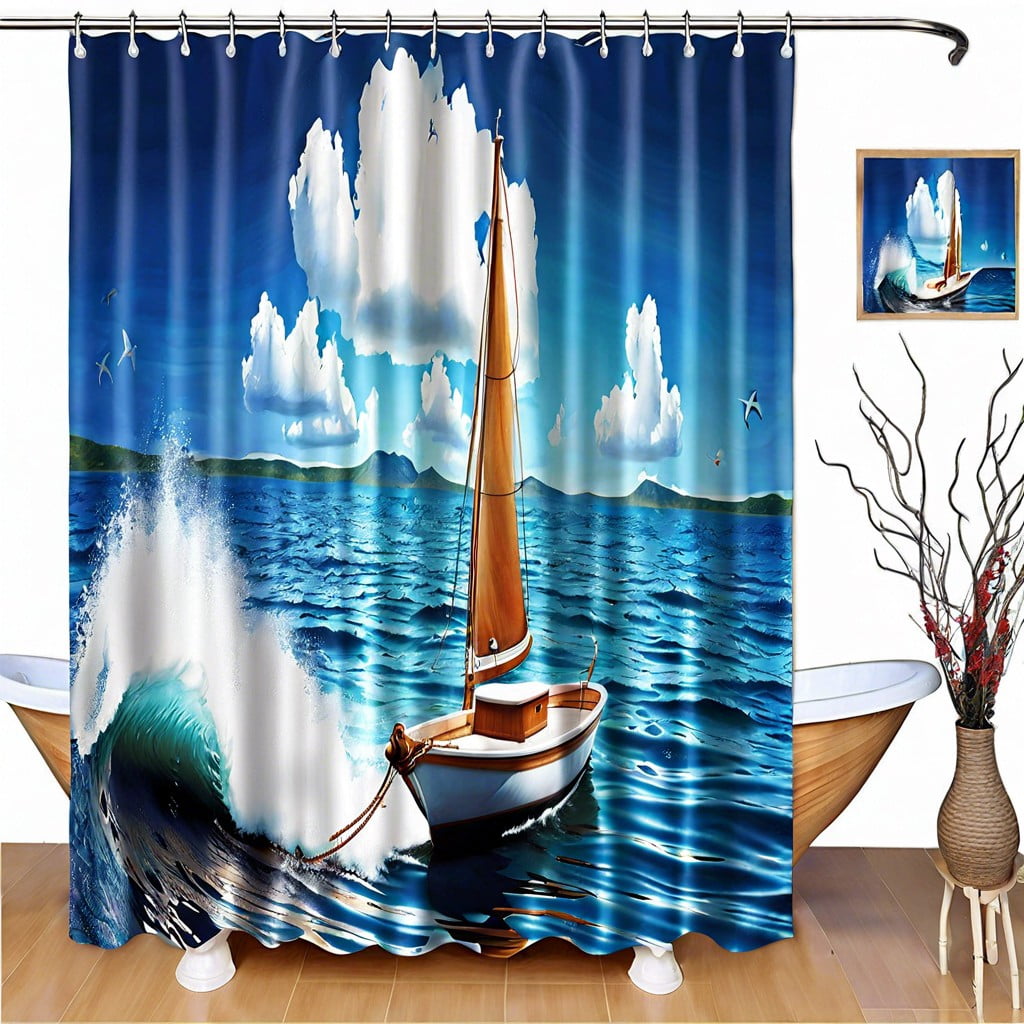 nautical print waterproof curtains