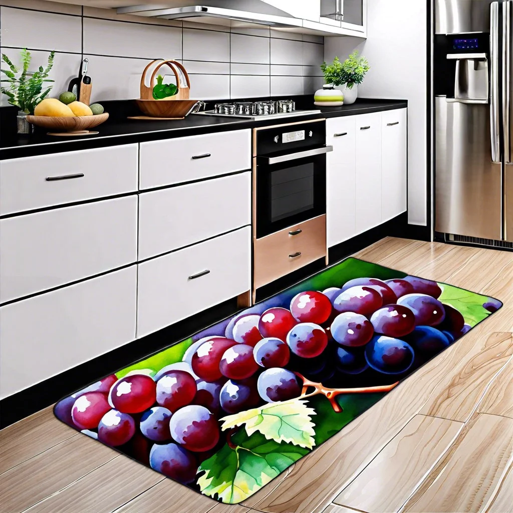 non slip rug with watercolor grape art