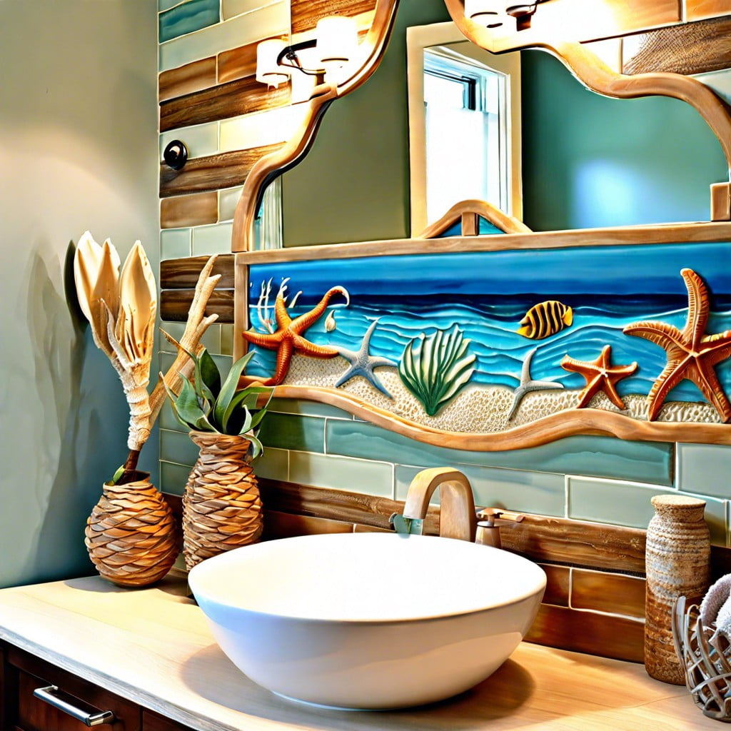 ocean inspired tile backsplash