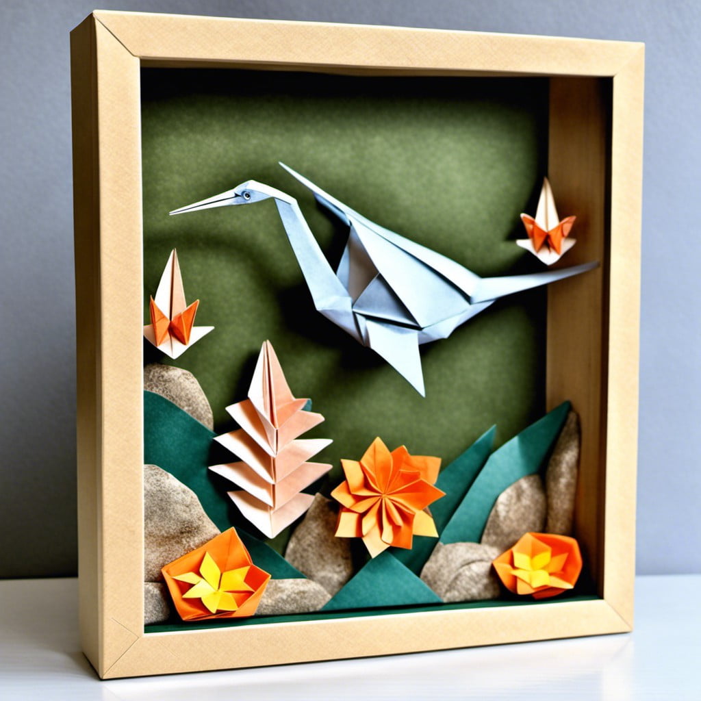 origami art display in box frame
