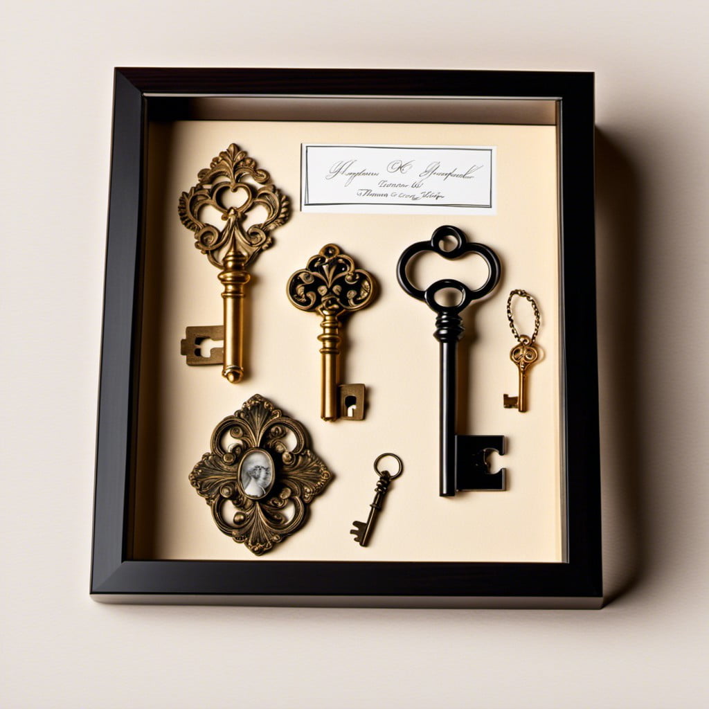 ornamental key display with collectors note