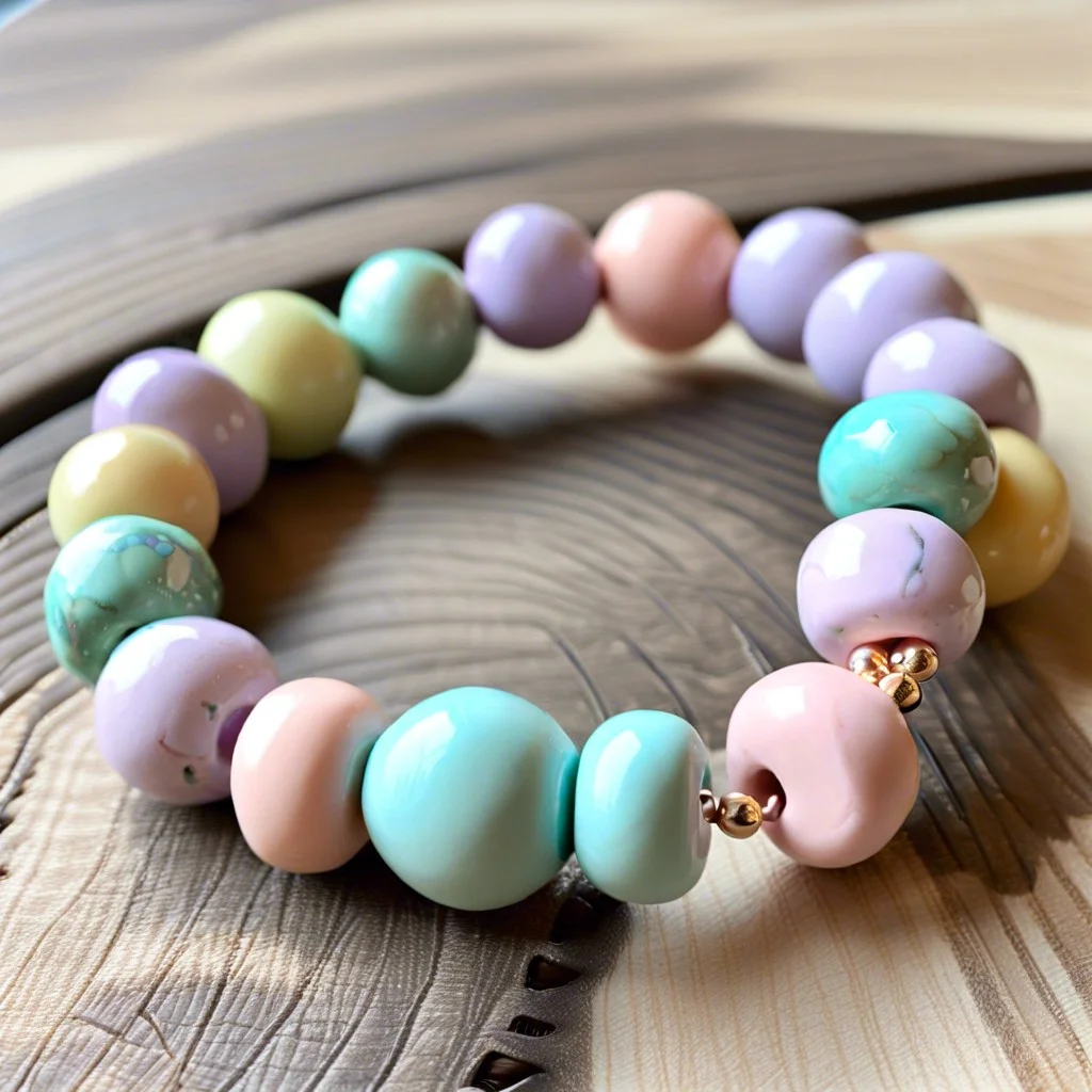 pastel colored clay bead bracelets