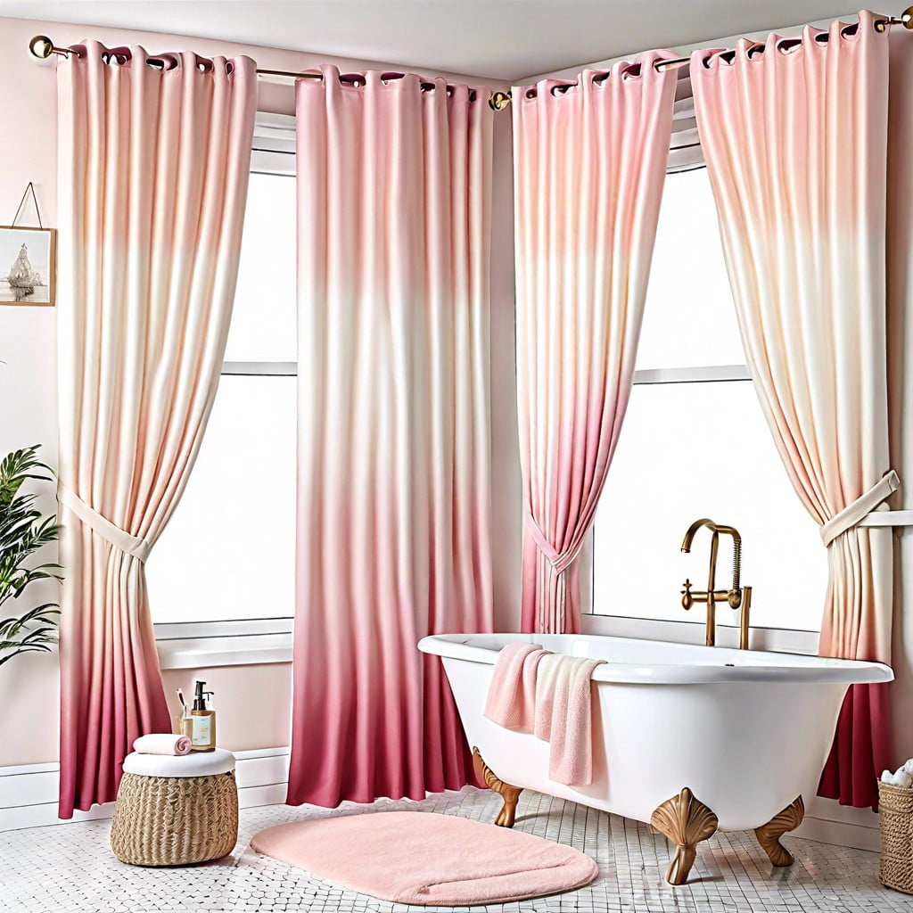 pastel pink and cream ombre window curtains