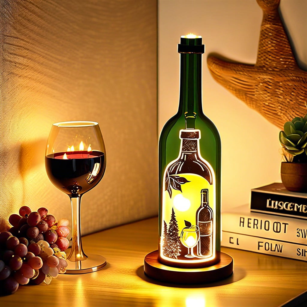photo holder wine bottle lamp